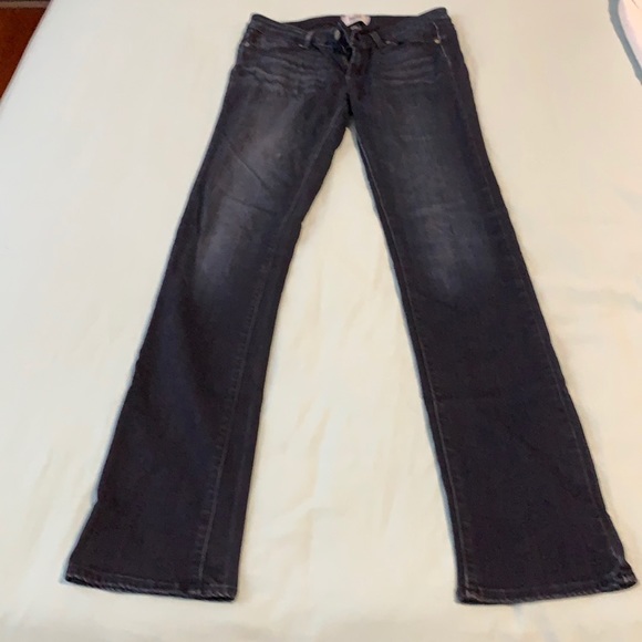 🤩 PAIGE Midlake Skyline Straight leg 34” super soft ink blue stretchy jeans - Picture 3 of 16